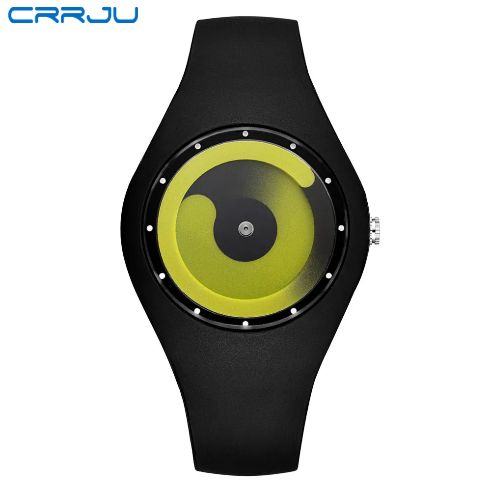 black green CRRJU модные Relogio мужские часы спортивные студенческие часы нейтральные силиконовые часы наручные часы Новые водонепроницаемые Relogio Masculino - Цвет: black green