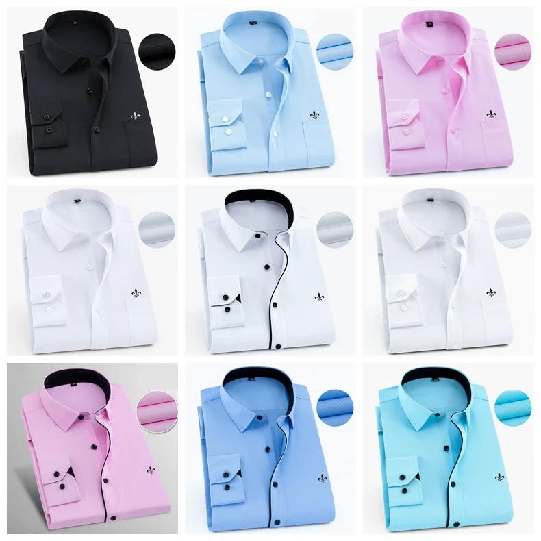 Dudalina размера плюс Camisa Social Masculina мужская рубашка с длинным рукавом классические мужские рубашки формальная деловая рубашка мужская с вышивкой