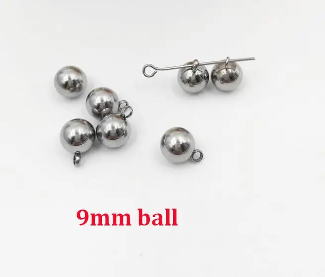 9mm ball 20 шт./лот круглый шарик из нержавеющей стали Шарм 3 4 5 6 7 8 9 10 мм Капля Бисера с петлей подходит ожерелье браслет компоненты ювелирных изделий - Окраска металла: 9mm ball