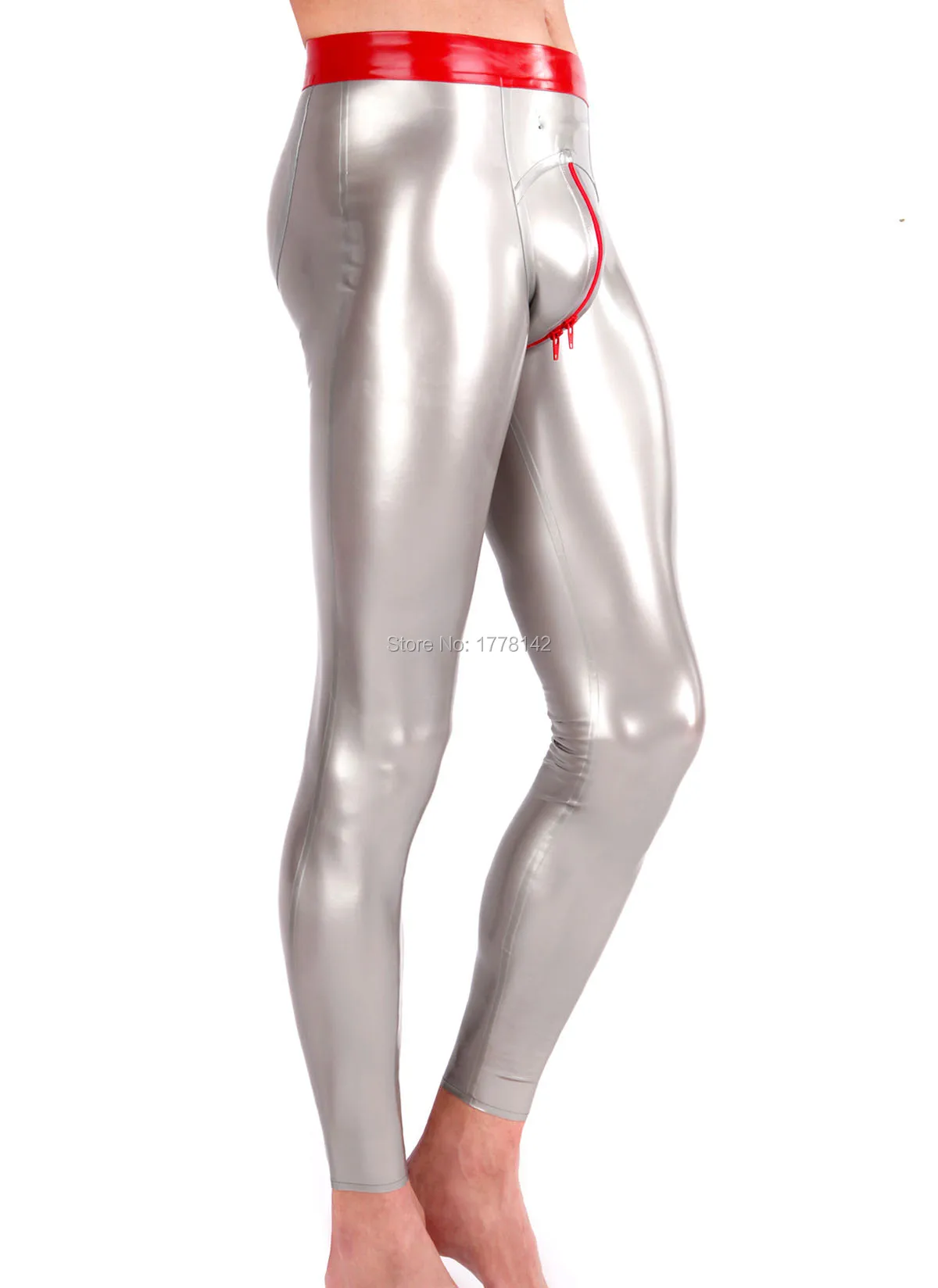 Latex Trousers 3D hips Crotch Zip Men With Trims Customized |
