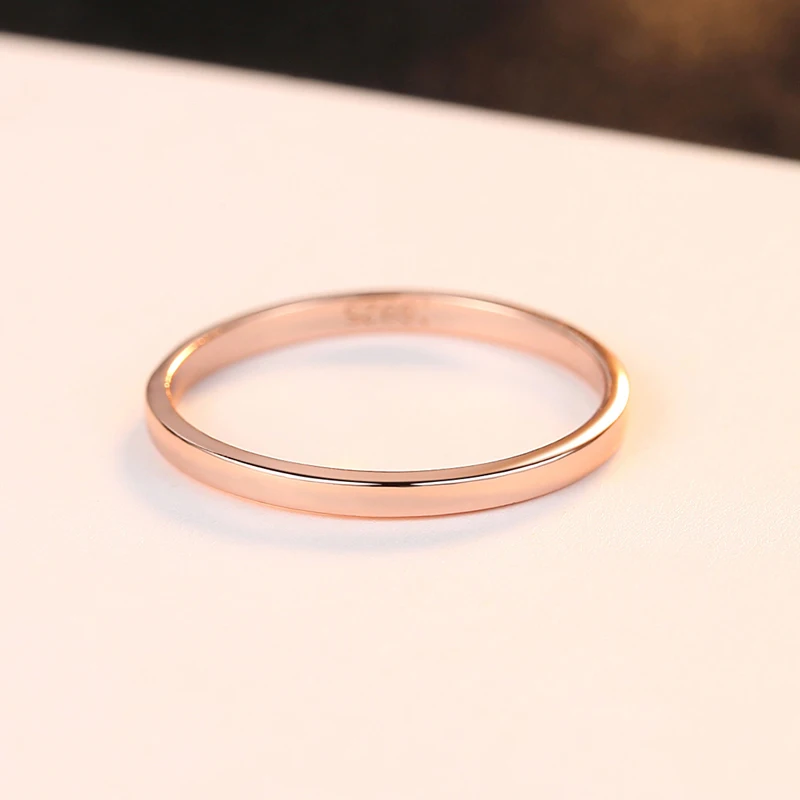 S925 стерлингов Серебряные кольца Простые Модные круглый 14 k кольца из розового золота для Для женщин Fine Jewelry