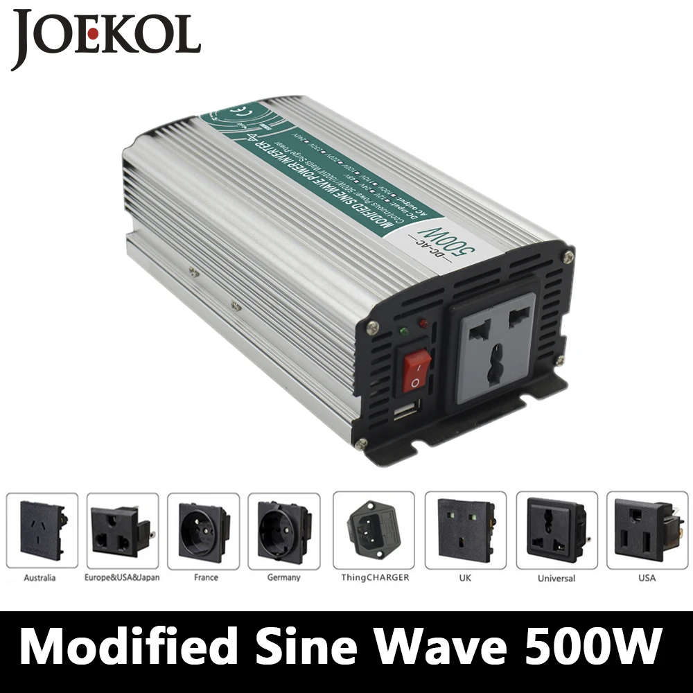 500W модифицированный синусоидальный инвертор DC 12V/24V/48V к AC 110V/220V решетки inversor для