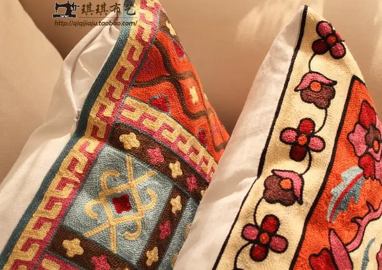 Наволочка для подушки с геометрической вышивкой домашняя декоративная