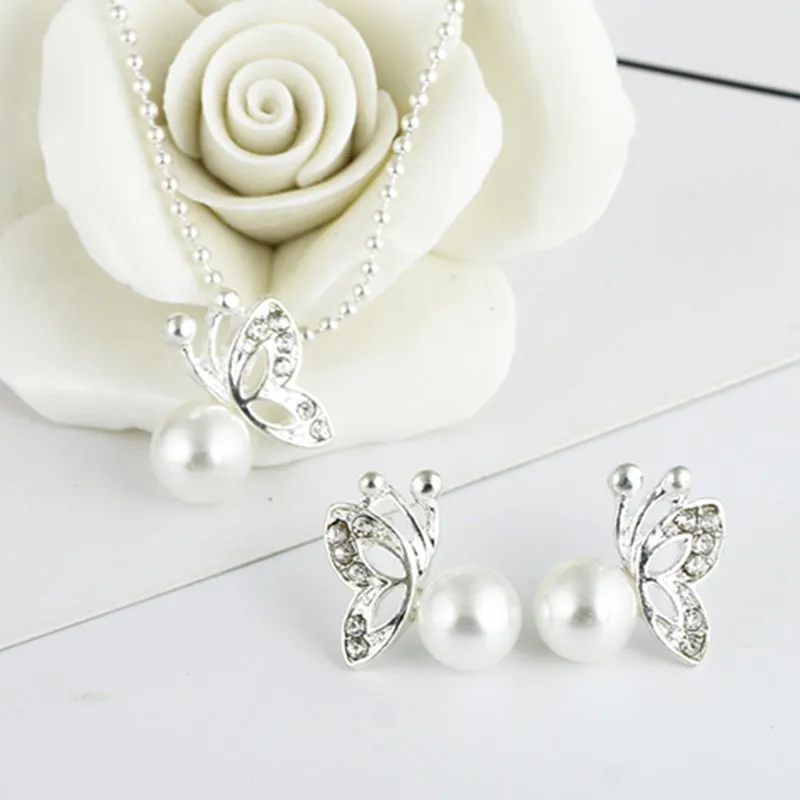 Стильное ожерелье с бабочкой и искусственным жемчугом женское цепочкой оптовая