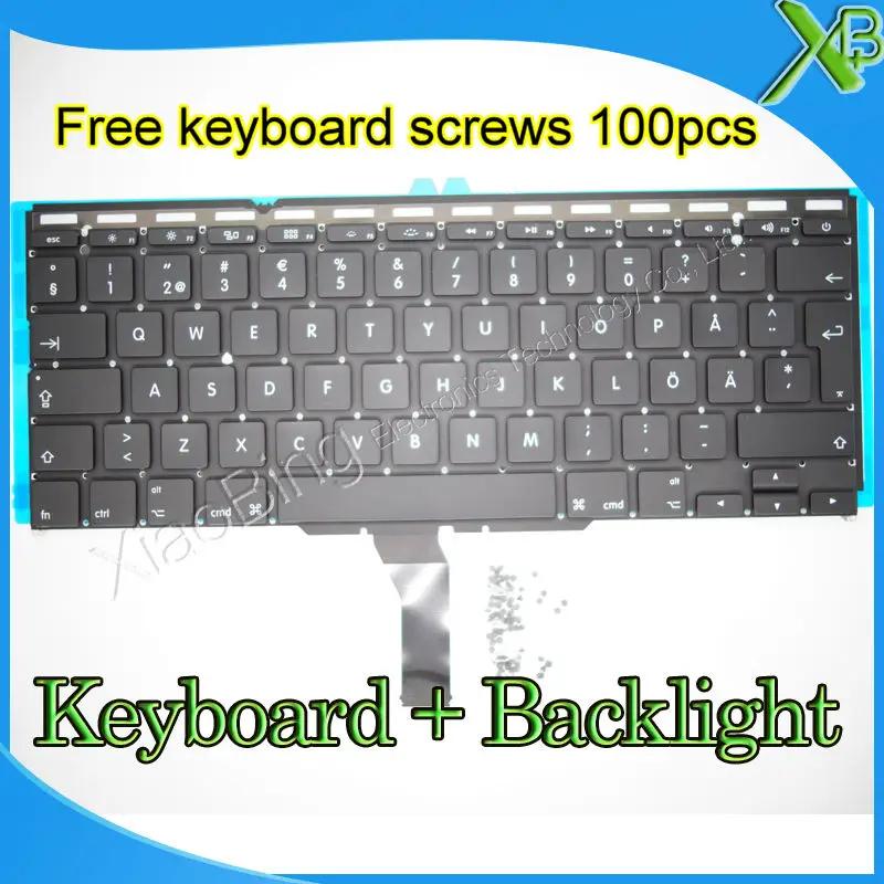 

Brand New SE Sweden Swedish keyboard+Backlight Backlit+100pcs keyboard screws For MacBook Air 11.6" A1370 A1465 2010-2015 Years