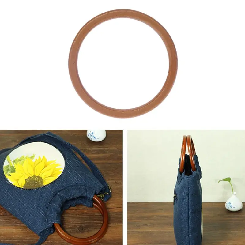 

THINKTHENDO 2019 New Fashion 1pc Wooden Round Shaped Handles Replacement For Handbags Purse Handle Shopping Tote