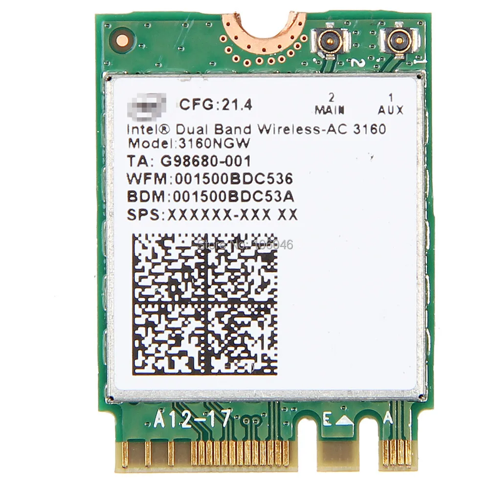 Новый Dual Band Wireless-AC Ноутбука сетевой адаптер Для Intel 3160 3160NGW 802.11ac wi-fi Bluetooth BT 4.0 Мини