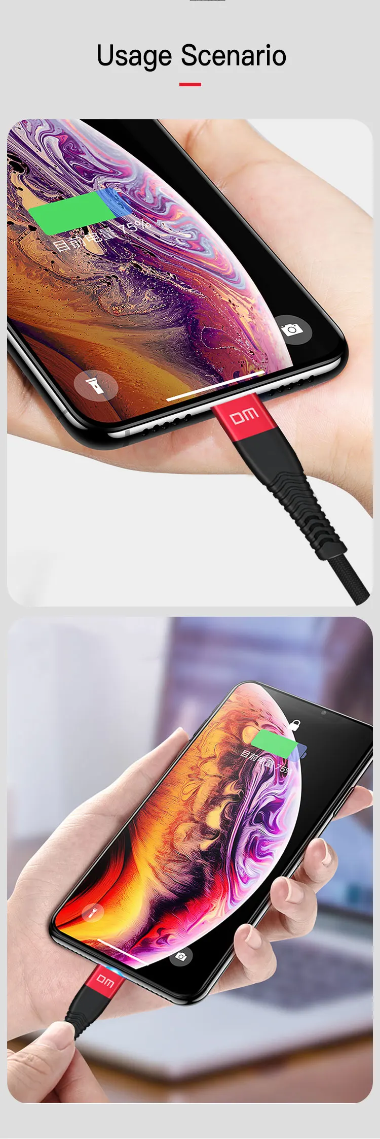 DM USB кабель для iPhone x xr xs зарядный кабель для iPhone 8 7 6 6s plus USB кабель для передачи данных Телефонный Шнур адаптер