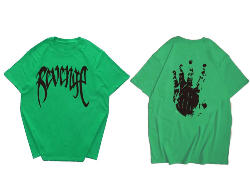 12green Футболка Revenge, удобная повседневная футболка в стиле хип-хоп, Homme, хлопковая хипстерская футболка с буквенным принтом, топ, американский размер,, рэппер, Xxxtentacion - Цвет: 12green
