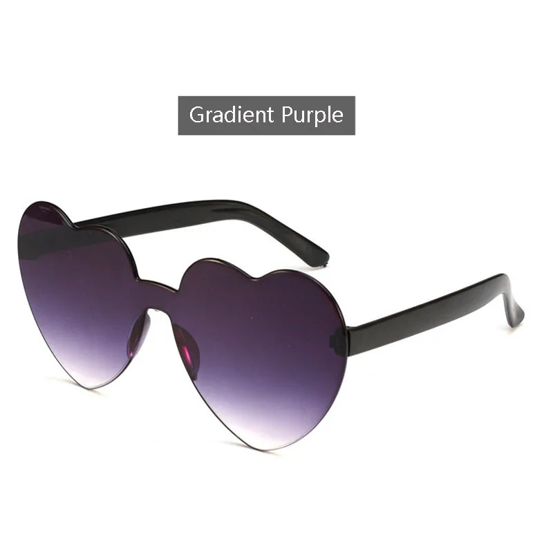 Gradient Purple HJYBBSN, цветные солнцезащитные очки в форме сердца, женские, Роскошные, фирменный дизайн, без оправы, в форме сердца, красные, солнцезащитные очки, винтажные, вечерние, стильные очки - Цвет линз: Gradient Purple