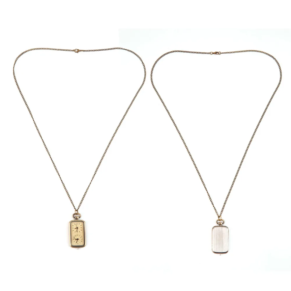 Fashion Antique Bronze Dual-clock Creative Pocket Quartz Fob Watch With Sweater Necklace Chain 2019 Valentine Gifts | Наручные часы