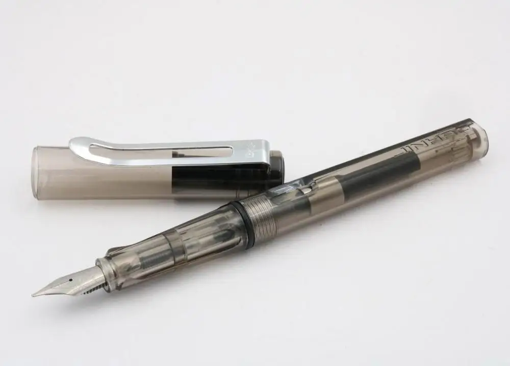 transparent black JINHAO 599 Оранжевый Синий Красный Серебряный аксессуары Средний Перьевая ручка - Цвет: transparent black