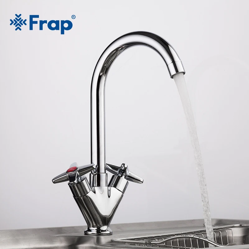 Frap, простой стиль, двойная ручка, смеситель для холодной и горячей воды, кран для кухонной раковины, выпуск крана, труба, дизайн, torneira F4099