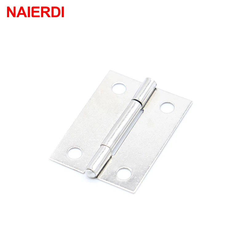 NAIERDI 10pcs Door Hinge 1.5Inch Stainless Steel Mini Drawer Jewelry Box Silver Cabinet Hinges For Decoration Furniture Hardware images - 6