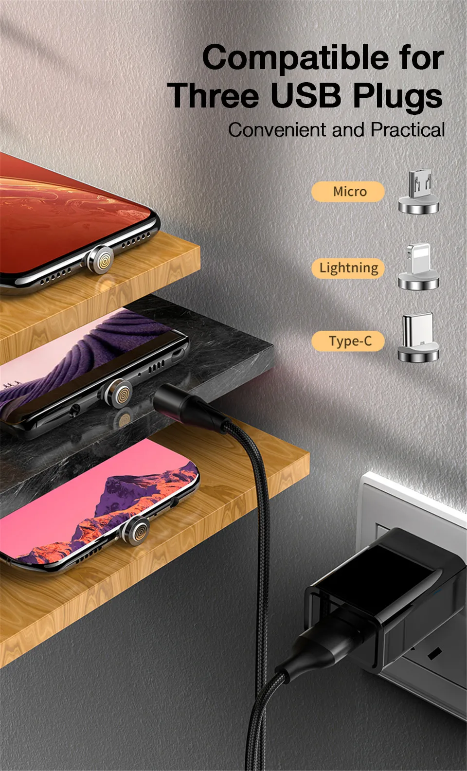Магнитный кабель 3A Micro Usb кабель для быстрой зарядки телефона Usb кабель для передачи данных type-C магнитное зарядное устройство Usb-c для iPhone huawei xiaomi