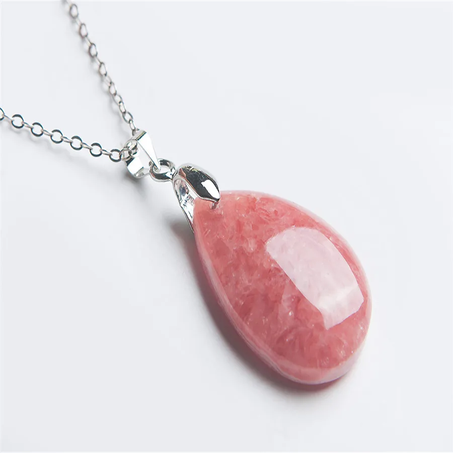 

28*18*9mm Genuine Rhodochrosite Natural Gems Stone Fashion Pendant Bead Women Necklace Charms Waterdrop Pendant