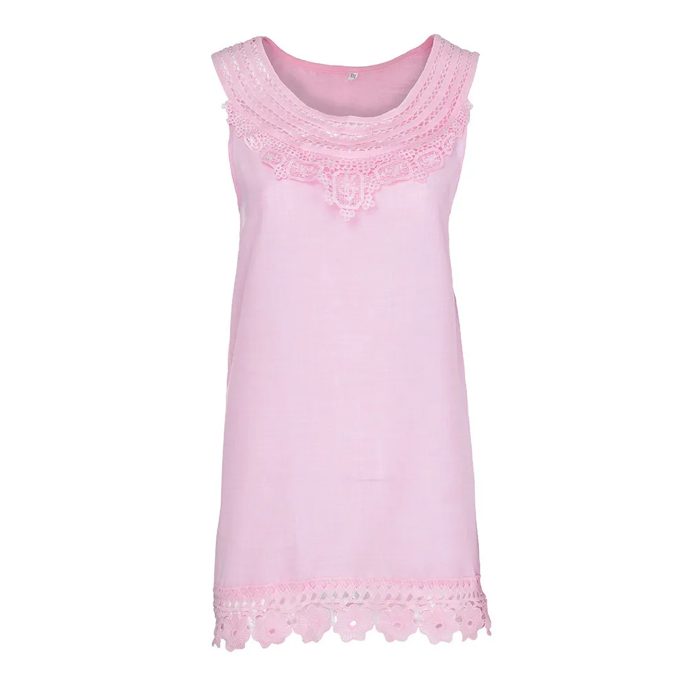 Горячее предложение! Распродажа! Feminino Vestido, укороченный Топ для женщин, круглый вырез, без рукавов, чистый цвет, кружевной жилет, топы, свободные топы, однотонные, 7 цветов, S-5XL размера плюс