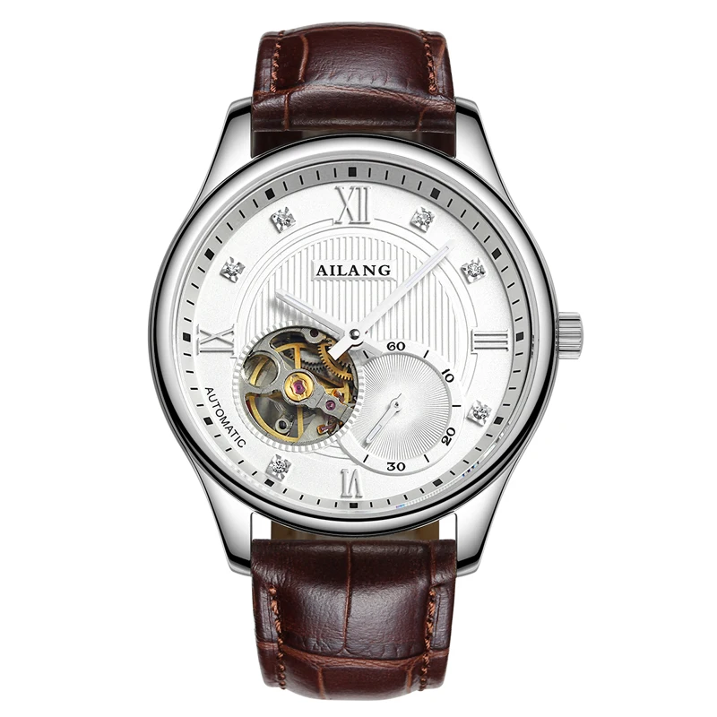 Роскошные часы Tourbillon для мужчин маленькие кожаные часов с 5 точками модные