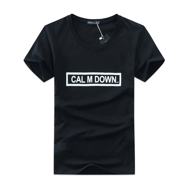 Футболка мужская с круглым вырезом модный брендовый Приталенный топ принтом