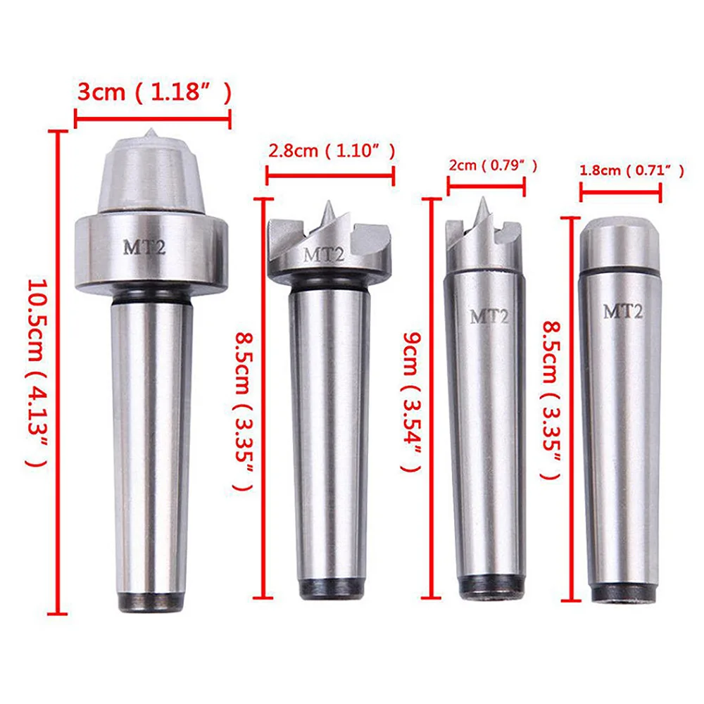 

4pcs Mt2 Wood Lathe Live Center Set Arbor For Wood Turning Tool Woodworking Lathe Top Four-Piece Suit Mt2/mt1 Rotary Top