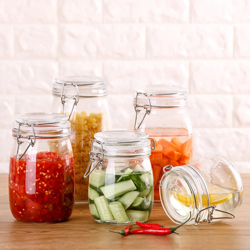 Кухонный стеклянный контейнер для пищевых продуктов, Герметичная Бутылка для еды/овощей/меда/вина/змей/лимон/Чили/консервированные огурцы емкость для хранения пищи
