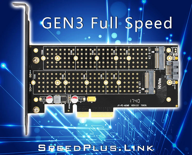 M.2 адаптер m.2 NVMe PCIe адаптер SSD m2 на PCI-e PCI express двойной интерфейс карты расширения M+ B Ключ с охлаждающим вентилятором чехол