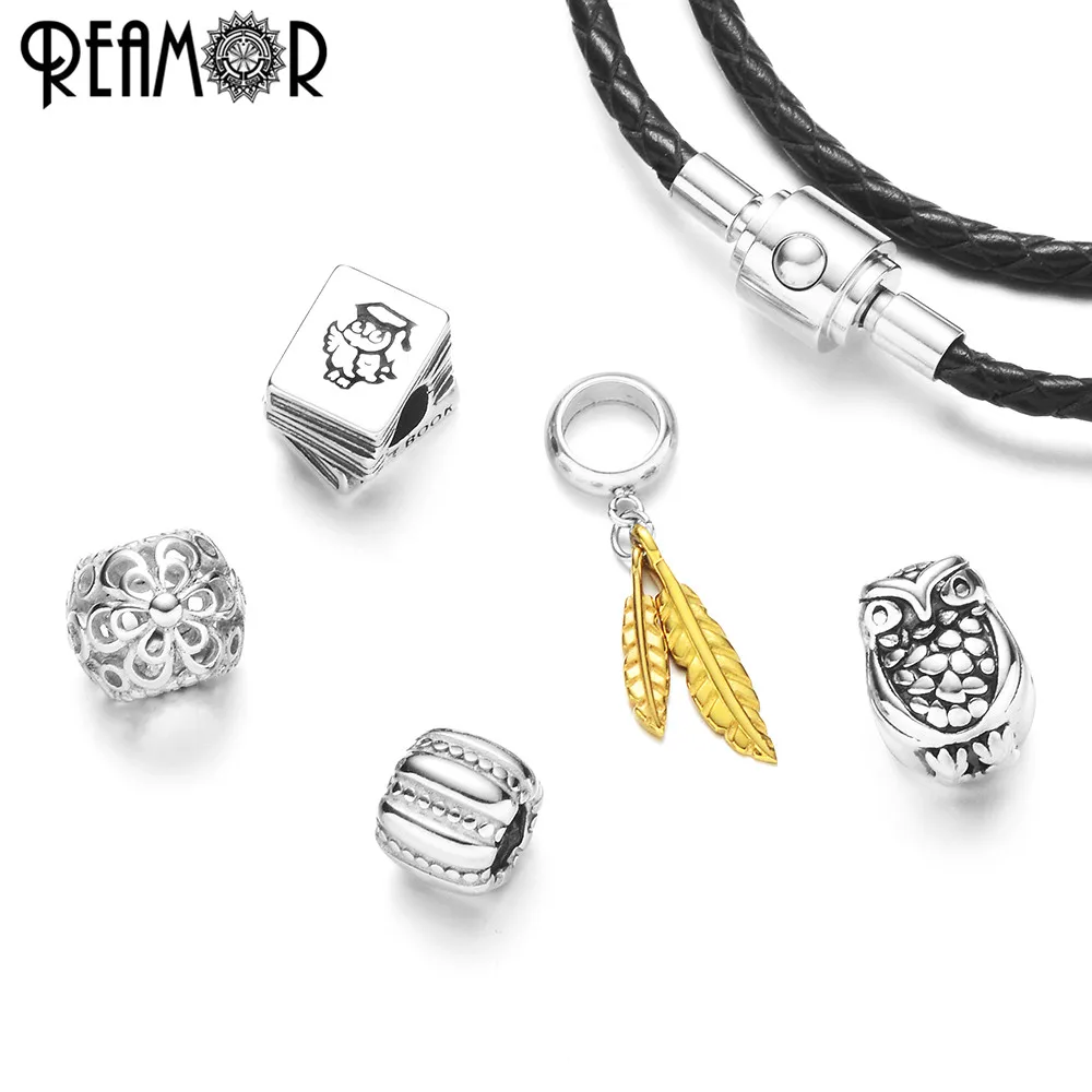 Модное золотое покрытие REAMOR искусственные бусины из нержавеющей стали для