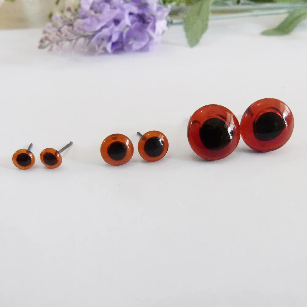 

50pcs/lot new 3/4/5/6/7/8/9/10/11/12mm dark coffee color glass toy eyes with pin for diy handcraft materials--size option