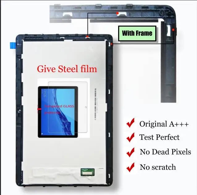 Black Lcd With Frmae 10," для huawei MediaPad T5 10 AGS2-L09 AGS2-W09 AGS2-L03 AGS2-W19 ЖК-дисплей Дисплей с кодирующий преобразователь сенсорного экрана в сборе Стекло пленка - Цвет: Black Lcd With Frmae