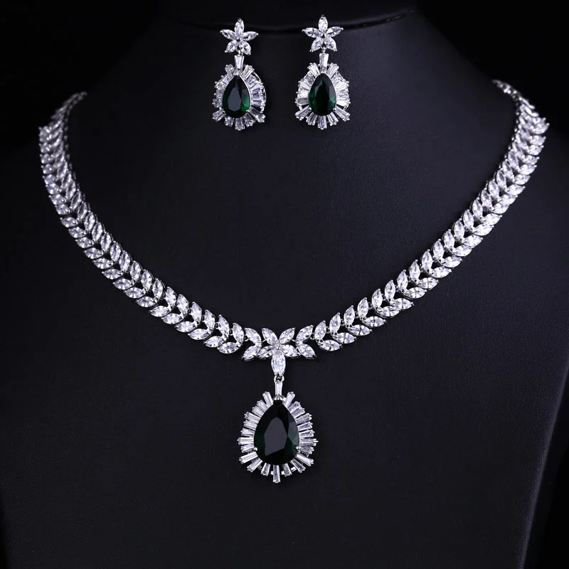 4 цвета свадебные ювелирные наборы кубический циркон серьги ожерелье