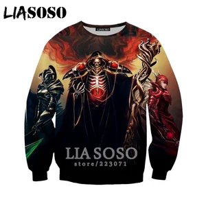 LIASOSO осенние модные толстовки для мужчин и женщин с 3D принтом персонаж аниме Оверлорд Толстовка Повседневная унисекс с длинными рукавами Harajuku пуловер A102-06