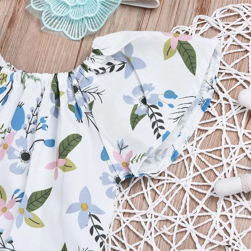 Комплект из 3 предметов для маленьких девочек с цветочным принтом короткими