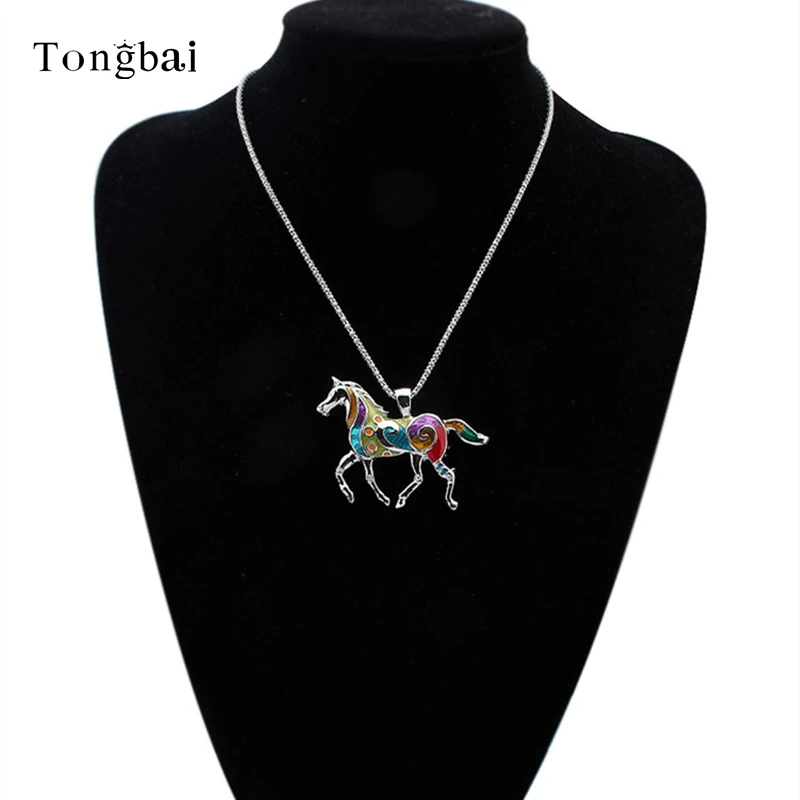 Tongbai Этнических Ювелирные Наборы Радуга Лошадь Ожерелье Серьги Золото Серебро