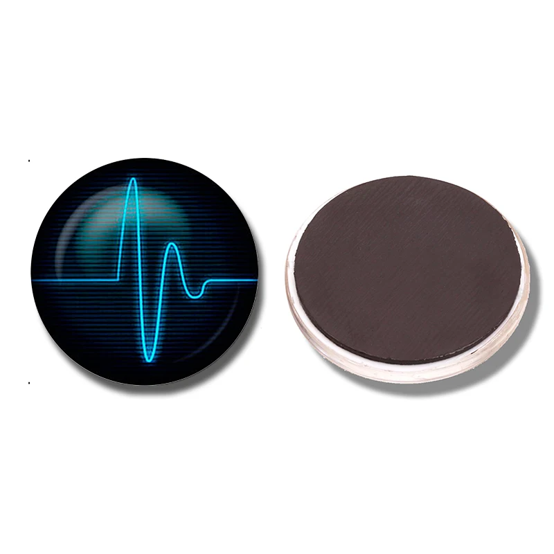 Фотомагнит на холодильник с изображением пульса 30 мм|magnetic refrigerator|magnet heartfridge magnets