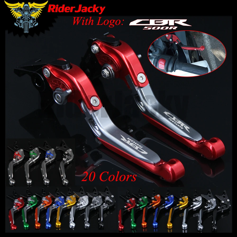 

RiderJacky LOGO "CBR 500R" Motorcycle CNC Brake Clutch Levers For Honda CBR500R 2013-2018 2017 Adjustable Extendable Foldable