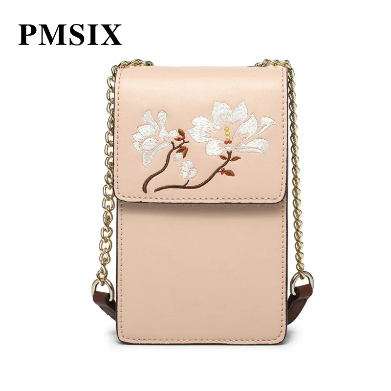 PMSIX женские брендовые маленькие сумки простая вышивка цветы дамская сумка на