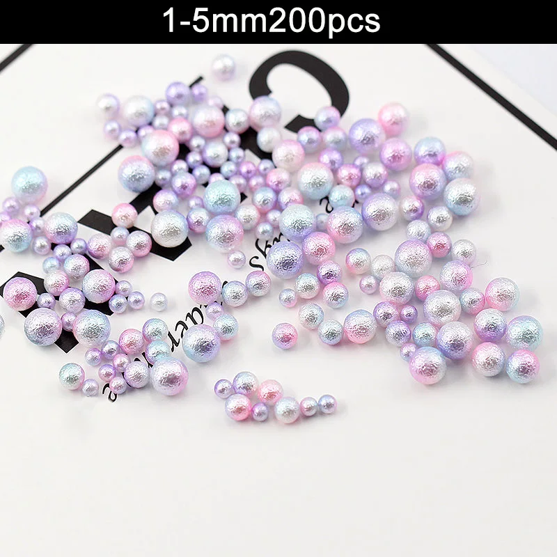 1-5mm 200pcs Смешать радужные Цвет Круглый бисер в виде жемчужин без отверстия бусины DIY ремесло решений для Для женщин LXY9 JY18 - Цвет: 1-5mm 200pcs
