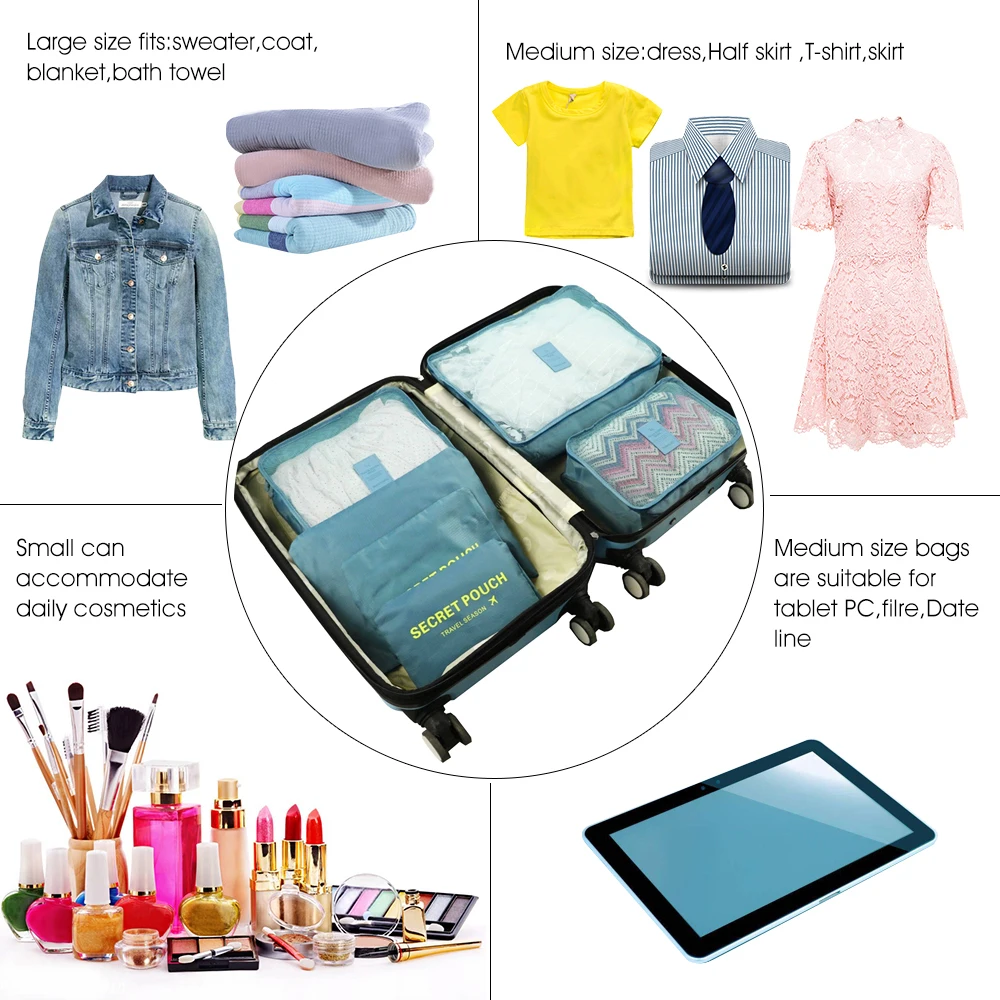 6 шт./компл. дорожная сумка для хранения органайзер одежды водонепроницаемый