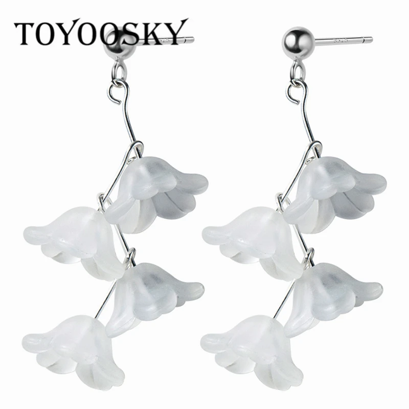 TOYOOSKY серебро 925 пробы белая ракушка серьги с цветочным кулоном большие висячие