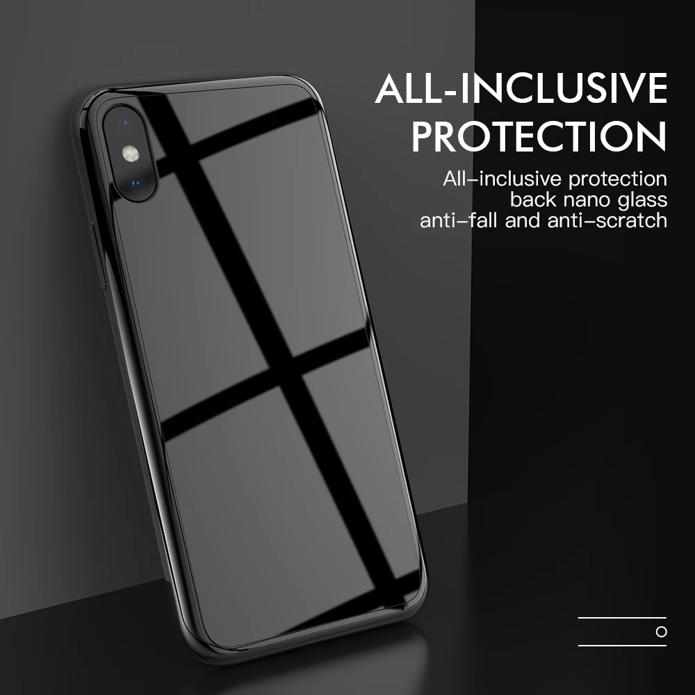KEYSION чехол из закаленного стекла для телефона iPhone Xs Max XR блестящая задняя крышка