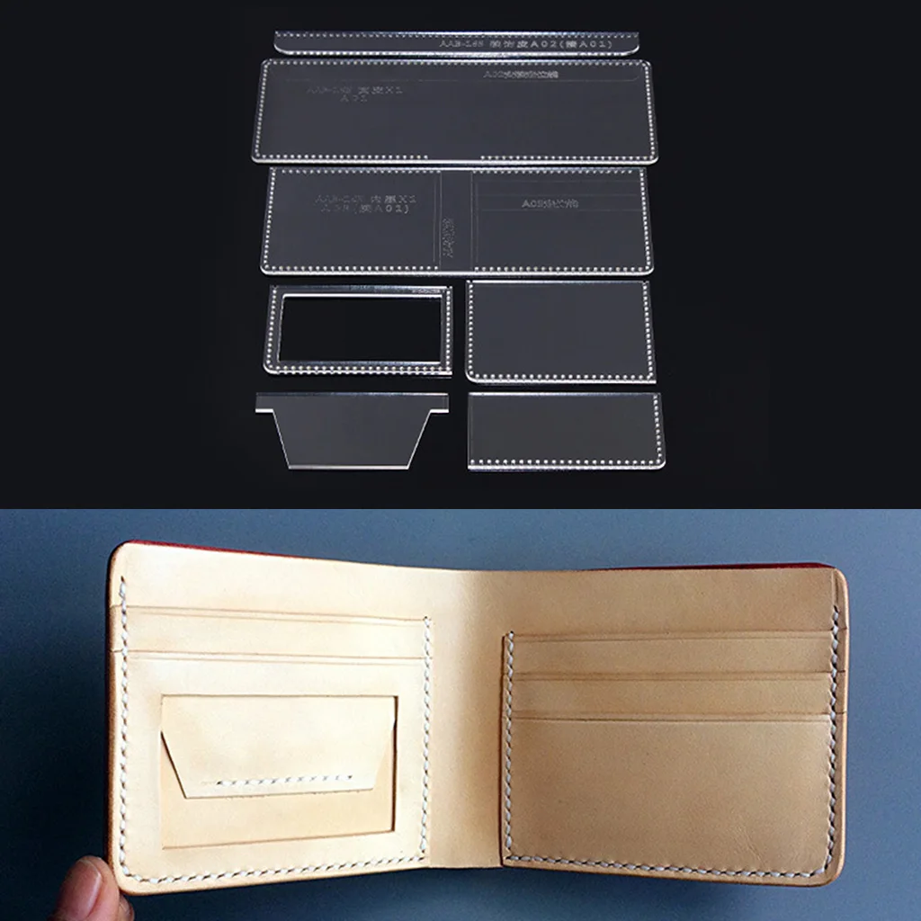 7 шт./компл. унисекс шаблон-кошелек кожаный прозрачный акриловый узор набор