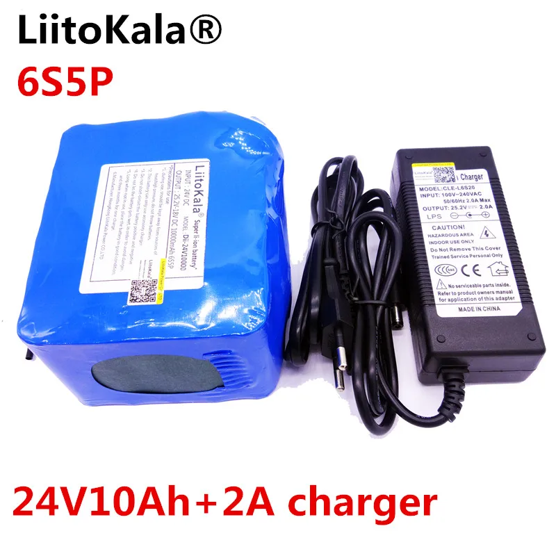 HK LiitoKala бренд ячеек 24V 10Ah 6S5P Аккумулятор литиевый 350w e bike Li Ion 25 2 V литиевые BMS