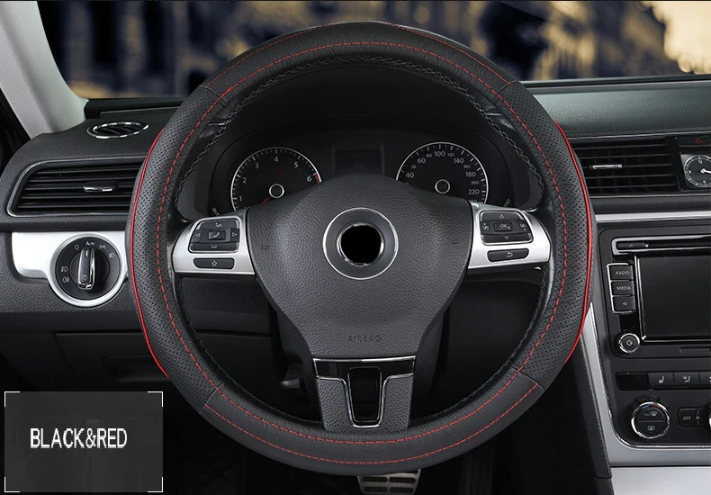 Крышка рулевого колеса D/кольцо круглой формы из натуральной кожи 38 см для ford focus 2 для Volkswagen Polo Sagitar Suzuki Swift peugeot