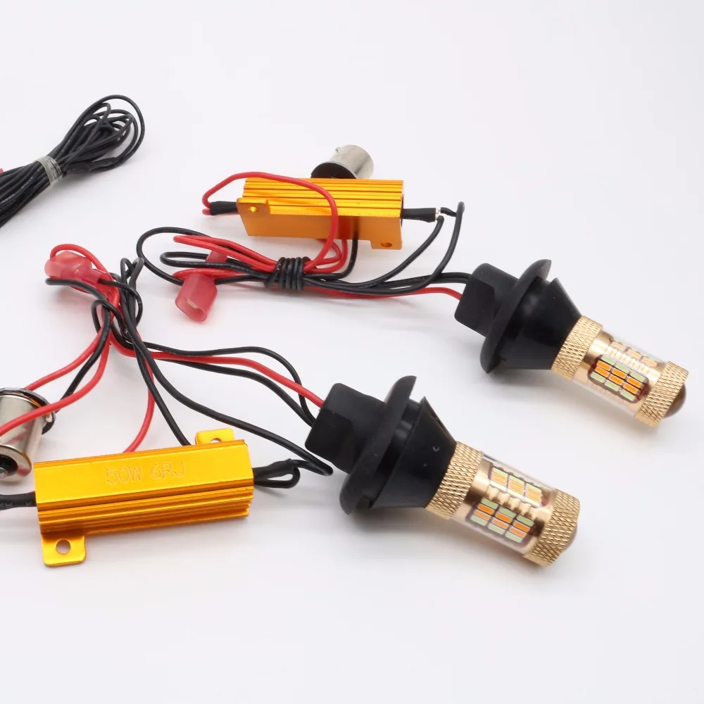 2 шт. новые S25 1156 BA15S 7440 Canbus двухцветные 54SMD 4014 Светодиодные белые/Янтарные лампы