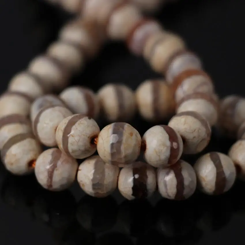 2 нити/лот 8 мм крашеные желтые одна линия Тибетский Агат Dzi граненые круглые