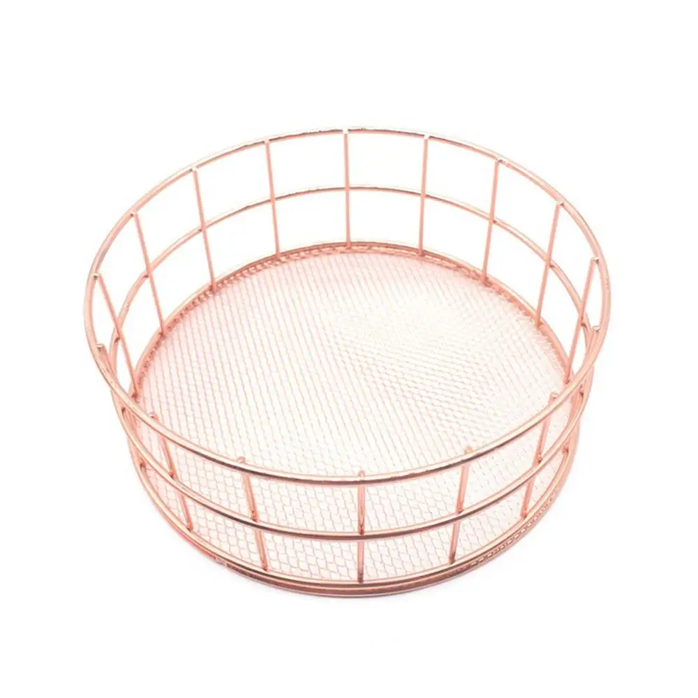 Nordic Style Rose Gold Metal Wire Storage Basket Cosmetic Organizer Holder Home Office Desk Toiletry Collections Bathroom Shelf | Дом и сад