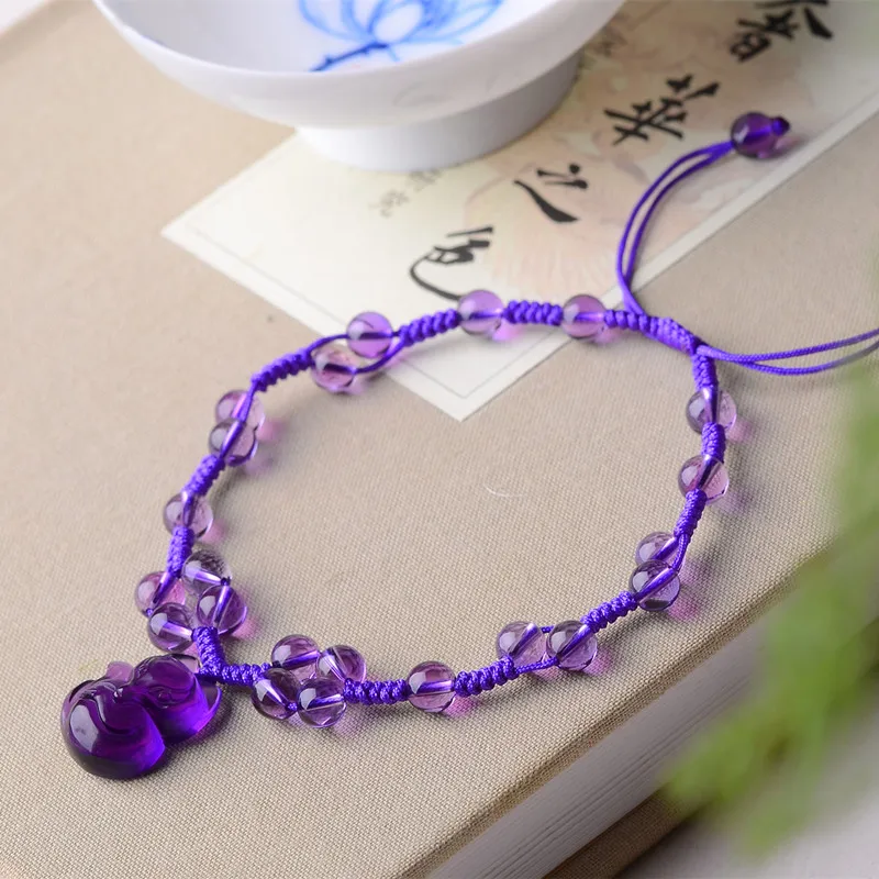 Purple crystal Натуральный Лисий лодыжки бусины браслет цепь порошок Кристалл ножной браслет ноги цепь браслет ноги ножные браслеты камень ювелирные изделия растяжимые - Окраска металла: Purple crystal