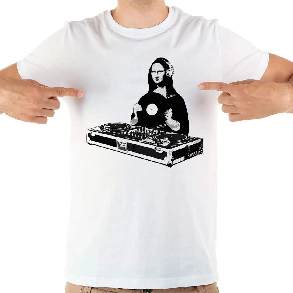Забавная Мужская футболка JOLLYPEACH бренда DJ Мона Лиза новинка белая Повседневная