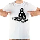 Забавная Мужская футболка JOLLYPEACH бренда DJ Мона Лиза, новинка, белая Повседневная креативная крутая футболка с коротким рукавом для мужчин