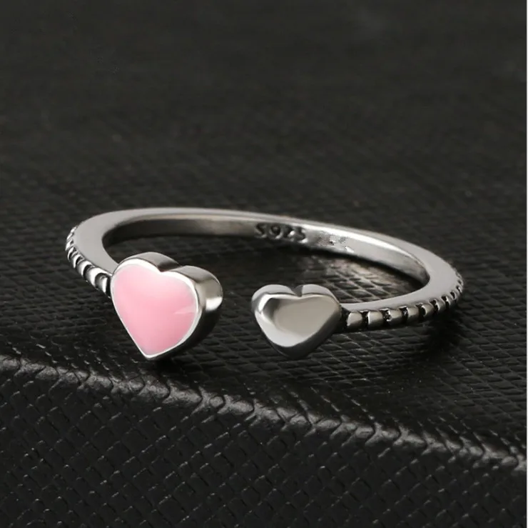 

Hot Sale Fashion jewelry 925 Silver Crystal fromSwarovskis Simple wild small love opening ring Fit Women and female as gift